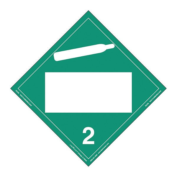 Non Flammable Gas Placard, Vinyl, PK25