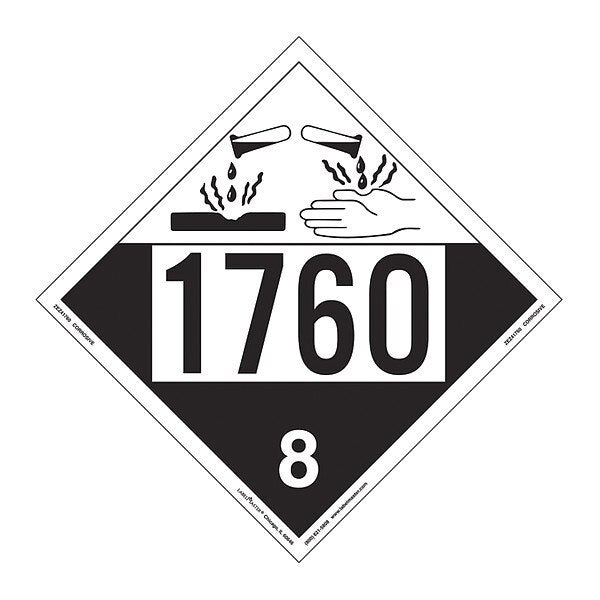 Corrosive Placard, UN1760, PK25
