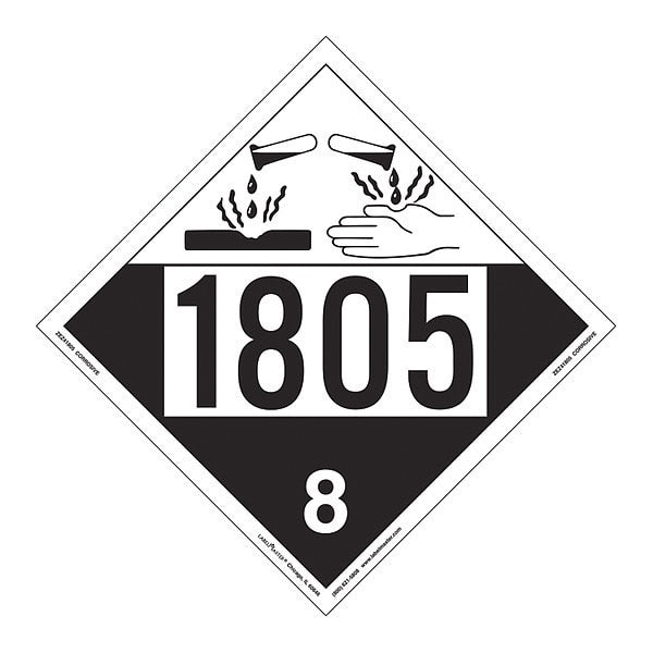 Corrosive Placard, UN 1805, PK25