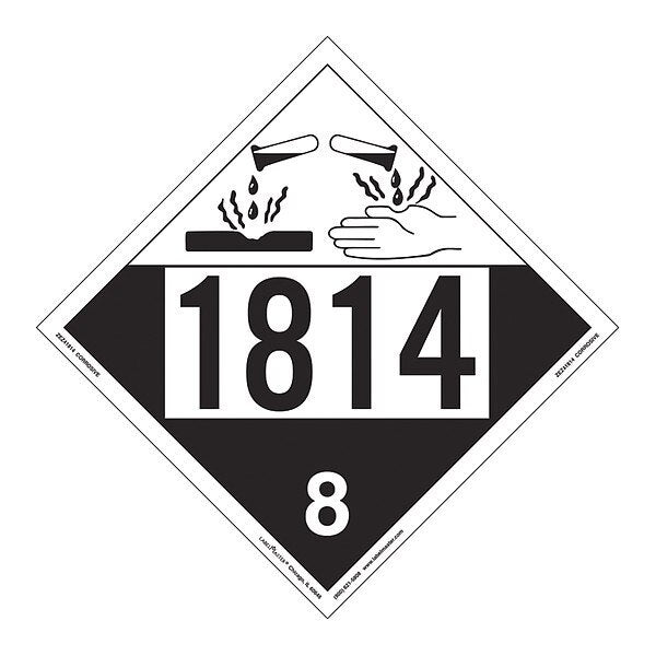 Corrosive Placard, UN 1814, PK25