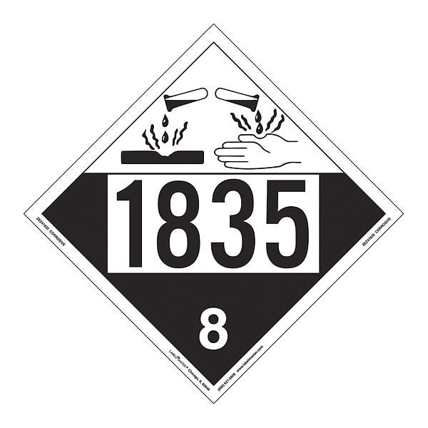 Corrosive Placard, UN 1835, PK25
