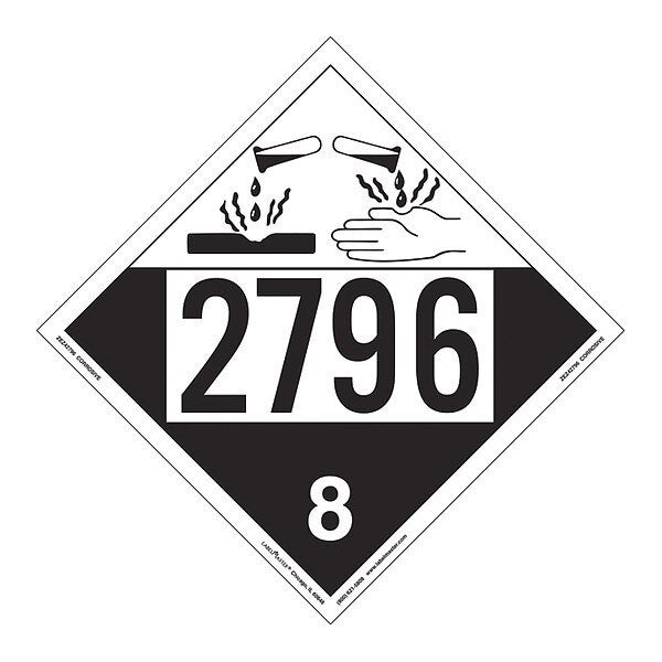Corrosive Placard, UN 2796, PK25