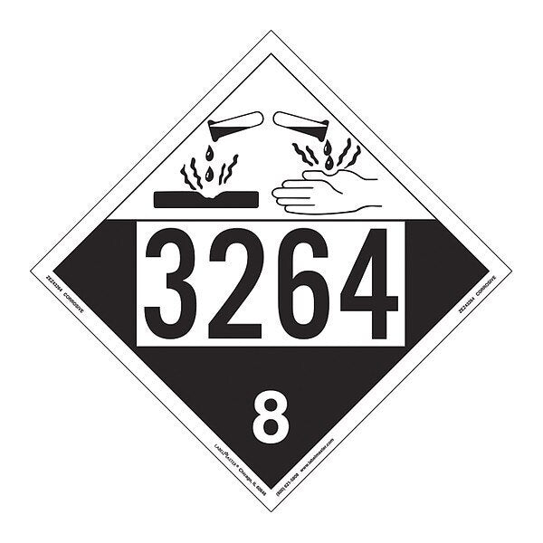 Corrosive Placard, UN 3264, PK25