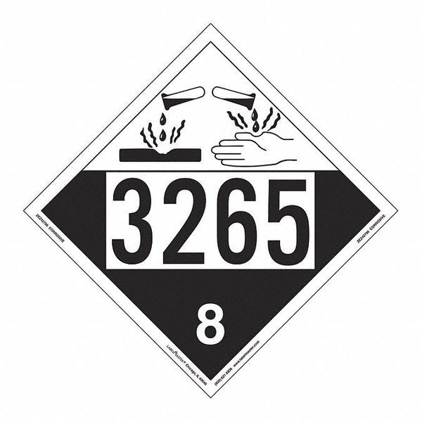 Corrosive Placard, UN 3265, PK25