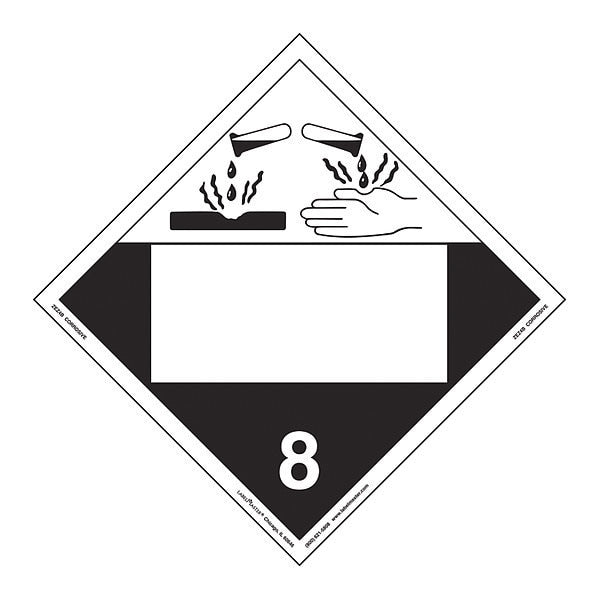 Corrosive Placard, Blank, E-Z, PK25