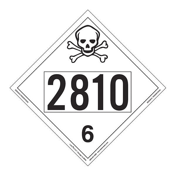 Toxic/Poison Placard, UN 2810, PK25