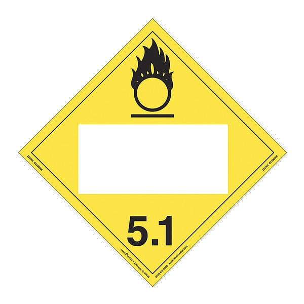 Oxidizer Placard, Blank, E-Z R, PK25