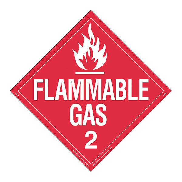 Flammable Gas Placard, Worded, PK25