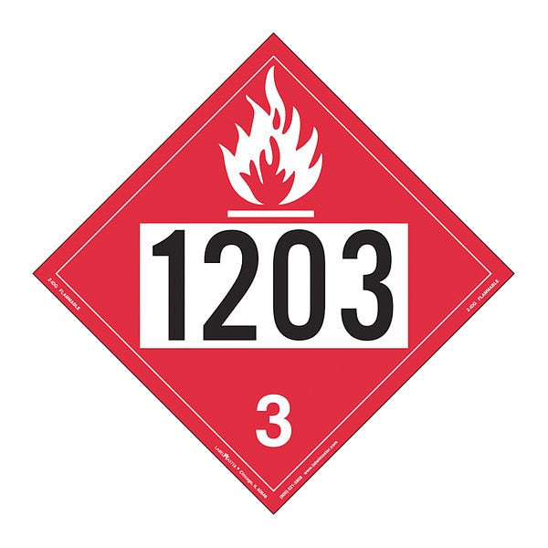 Flammable Liquid Placard, 1203, PK25