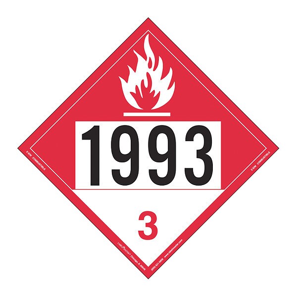 Combustible Liquid Placard, UN, PK25