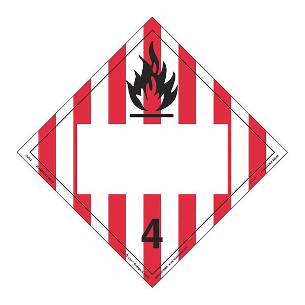 Flammable Solid Placard, Blank, PK25