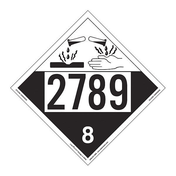 Corrosive Placard, UN 2789, PK25