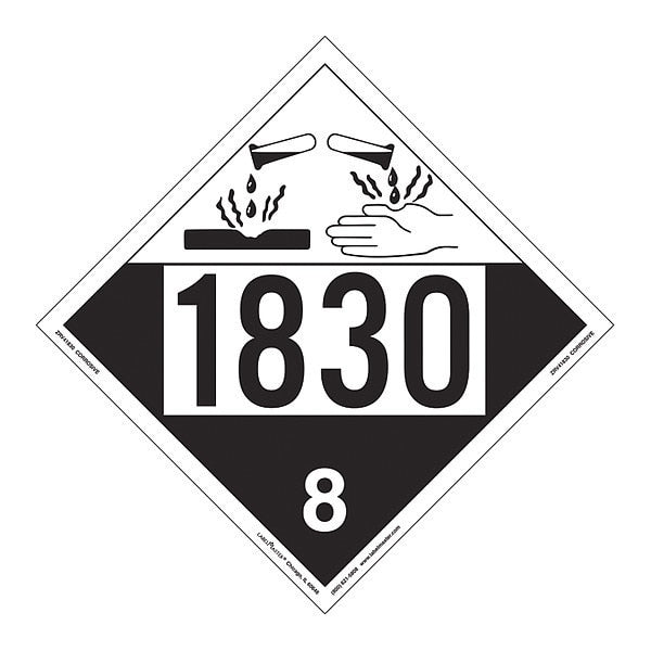 Corrosive Placard, UN 1830, PK25