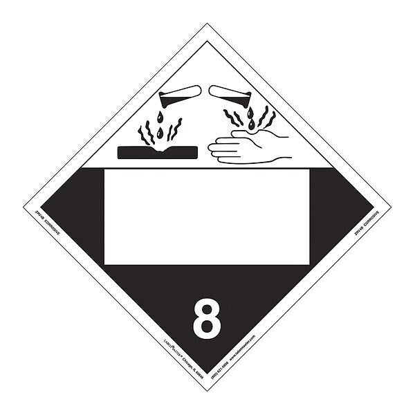 Corrosive Placard, Blank, PK25