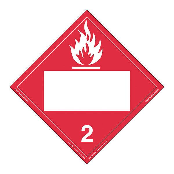 Flammable Gas Placard, Blank, PK25