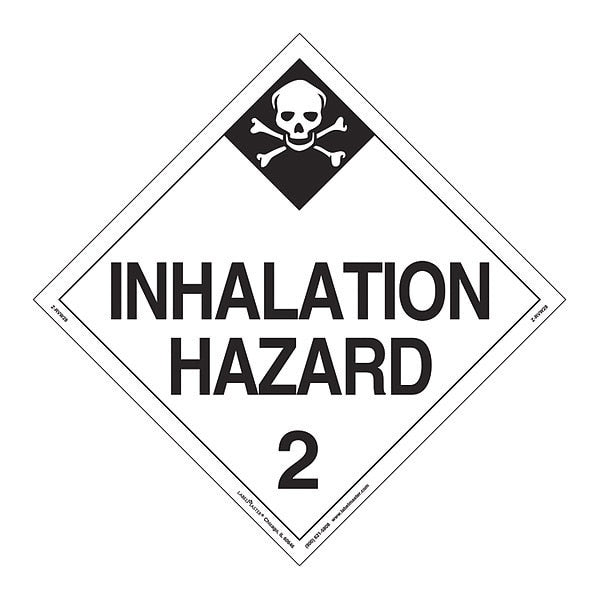 Inhalation Hazard 2 Placard, Vinyl, PK25