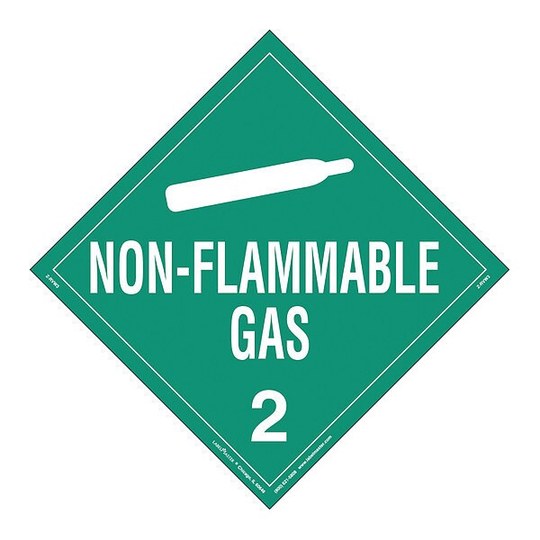 Non-Flammable Gas Placard, Vinyl, PK25