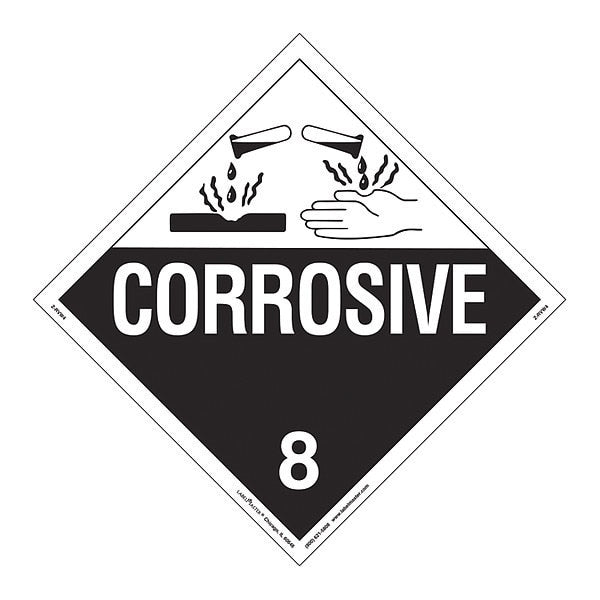 Corrosive Placard, Worded, Rigid, PK25