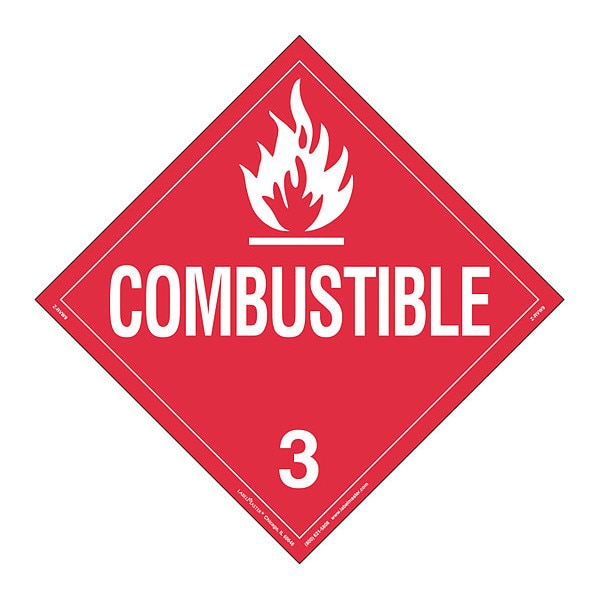 Combustible Liquid Placard, Vinyl, PK25