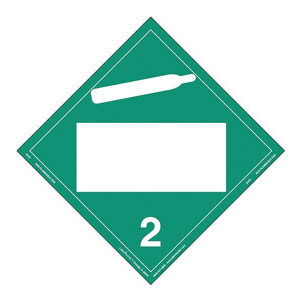 NonFlammable Gas Placard, PK25