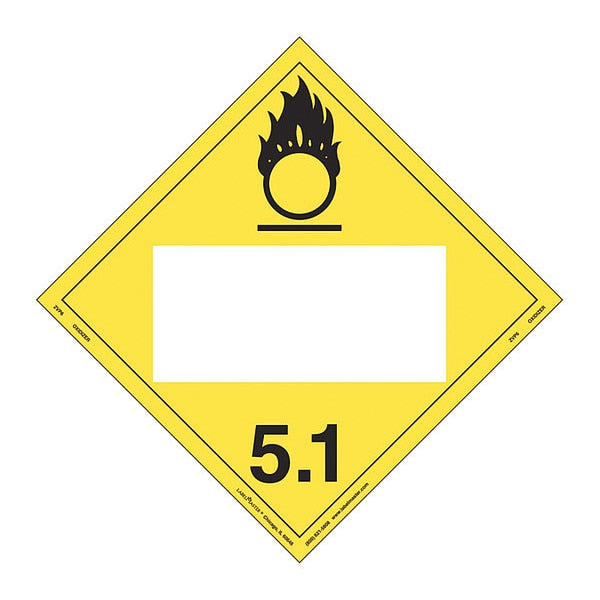 Oxidizer Placard, Blank, Perma, PK25