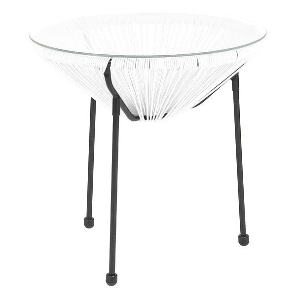 Round Valencia White Bungee Glass Table, 19.75