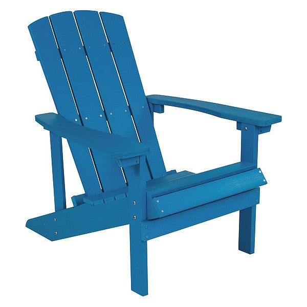 Blue Charlestown Adirondack Chair, Blue Wood, 29.5 W 35 H, Polystyrene, Stainless Steel Seat