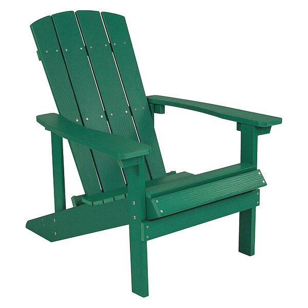 Green Charlestown Adirondack Chair, Green Wood, 29.5 W 35 H, Polystyrene, Stainless Steel Seat