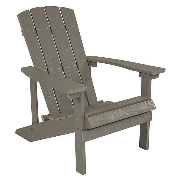 Gray Charlestown Adirondack Chair, Grey Wood, 29.5 W 35 H, Polystyrene, Stainless Steel Seat