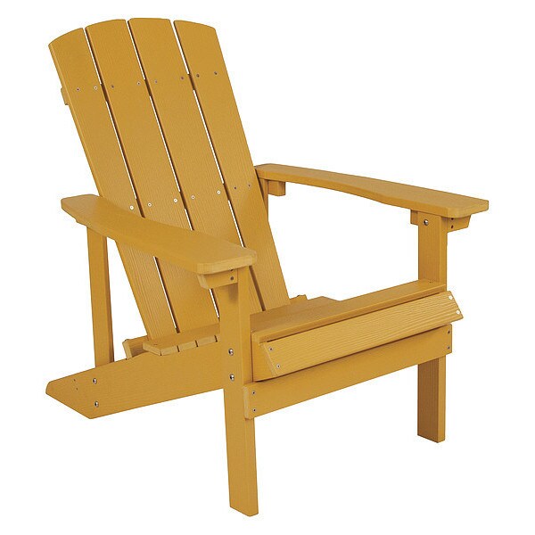 Yellow Charlestown Adirondack Chair, Yellow Wood, 29.5 W 35 H, Polystyrene, Stainless Steel Seat