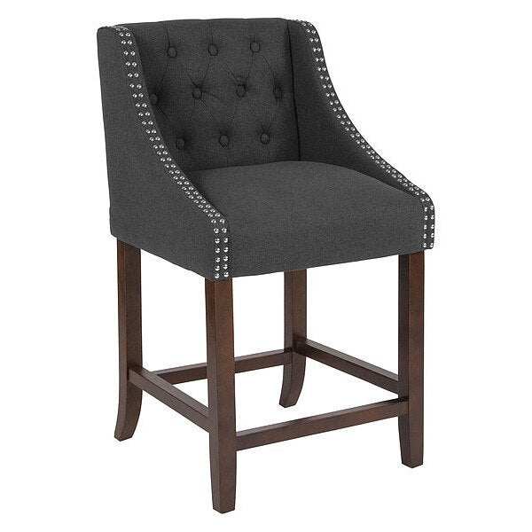Stool, Fabric/Wood, Carmel Black, 24
