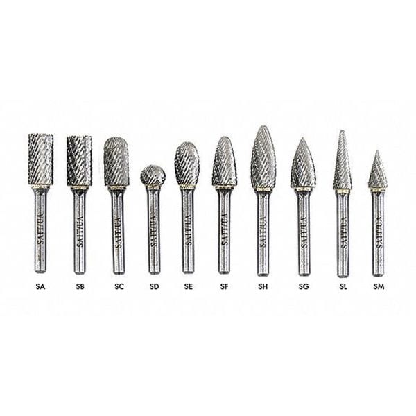 SAIT 45001 Double Cut (Alternate Cut) Carbide Burs, Type SA3, 3/8