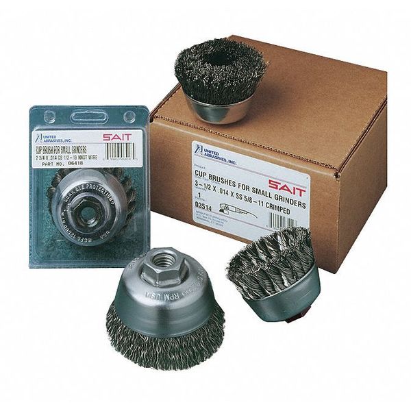 SAIT 06501 Knot Wire Small Cup Brushes (Carbon Steel), 2-3/4
