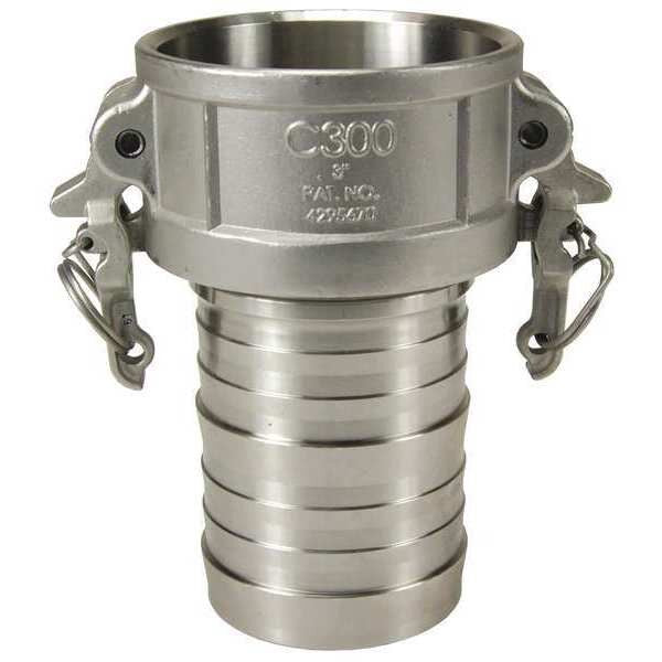 Cam/Groove Coupler x Hose, Shank, 3