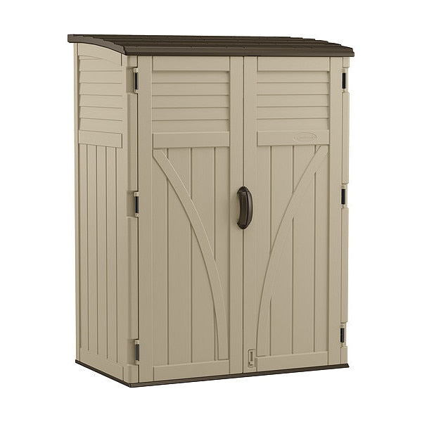 54 cu ft Resin Vertical Storage Shed, Sand/Mustang