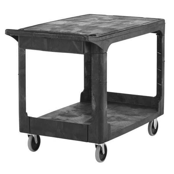 High Density Structural Foam Medium Utility Cart, 2 Shelf, Black, 2 Shelves, 500 lb.
