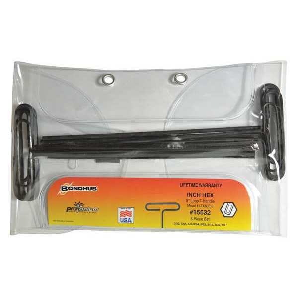 8 Piece SAE T-Shape Hex Key Set, 15532