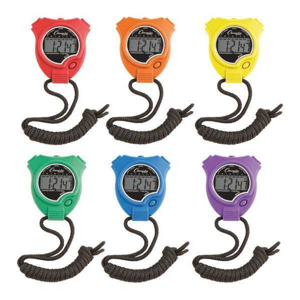 Stopwatch Set, Colors, Water/Shock Res, PK6