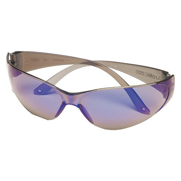Safety Glasses, Blue Mirror Polycarbonate Lens, Anti-Fog, Scratch-Resistant
