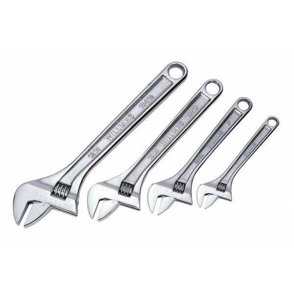 Williams Chrome Adjustable Wrench Set, 4 pcs.