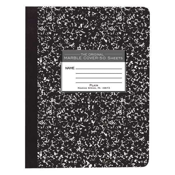 Case of Black Marble Comp Notebooks, Unruled Blank, 50 sht, 15# White Paper, 9.75