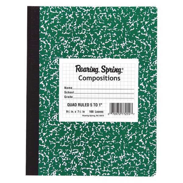 Case of Green Marble Comp Notebooks, 5x5 Graph Ruled, 100 sht, 15# Paper, 9.75