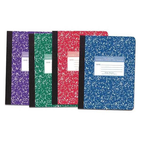 Case of Assorted Color Comp Notebooks, Wide Ruled, 100 sht, 15# White Paper, 9.75