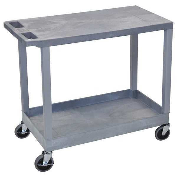 High Density Polyethylene (Shelf)/Polyvinyl Chloride (Leg) Cart, 1Tub Shelf, 1Flat Shelf, 18