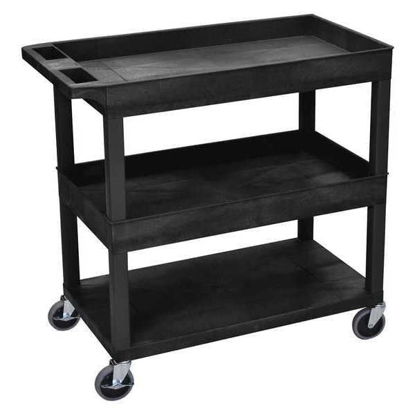 High Density Polyethylene (Shelf)/Polyvinyl Chloride (Leg) High Capacity, (2) Tubs, 1 Flat Shelf Cart