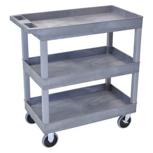 High Density Polyethylene (Shelf), Polyvinyl Chloride (Leg) Tub Shelf Cart, 3 Shelves, 500 lb.