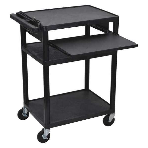 Molded Plastic (Shelf) Cart, (3) Shelf with Pull Out Shelf, 3 Shelves, 400 lb.