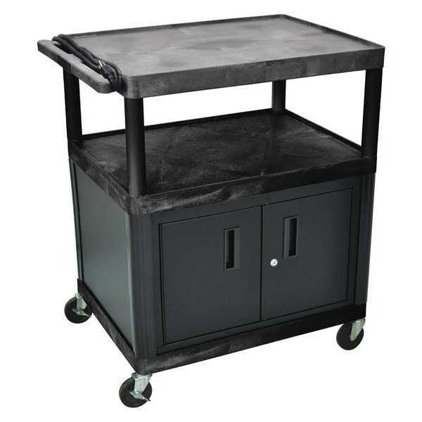 Molded Plastic (Shelf), 20 ga. Steel (Cabinet) Shelf Cart, 3 Shelves, 400 lb.