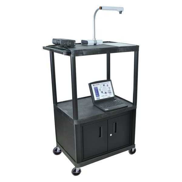 Molded Plastic (Shelf)/20 ga. Steel (Cabinet) Shelf Cart, 3 Shelves, 400 lb