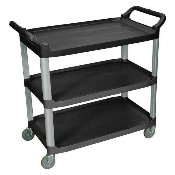 Polypropylene (Shelf)/Aluminum (Upright) Serving Cart, (3) Shelf, L, 3 Shelves, 300 lb